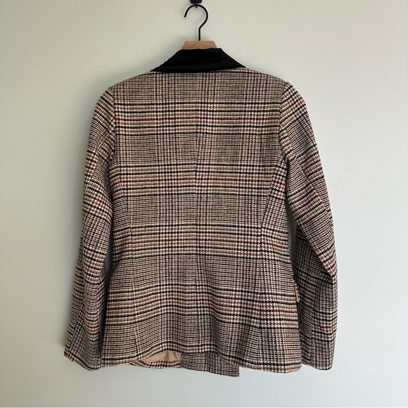 Forever 21 Plaid Double Breasted Velvet Collar Gold Buttons Blazer Jacket - Picture 4 of 4